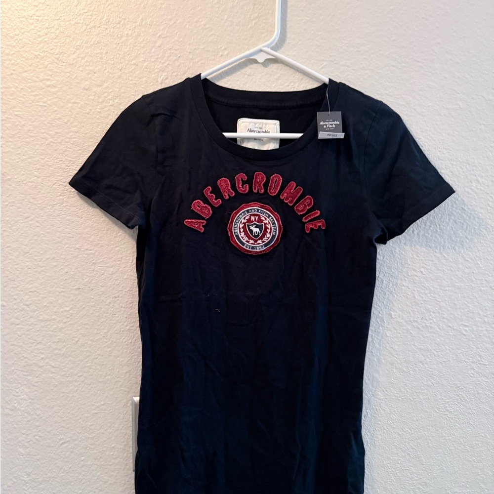 Abercrombie & Fitch Navy Tee with Red Embroidery